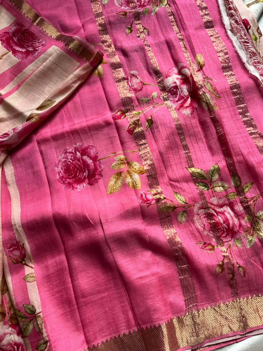 Mangalagiri Silkcotton Saree - Rose Blush