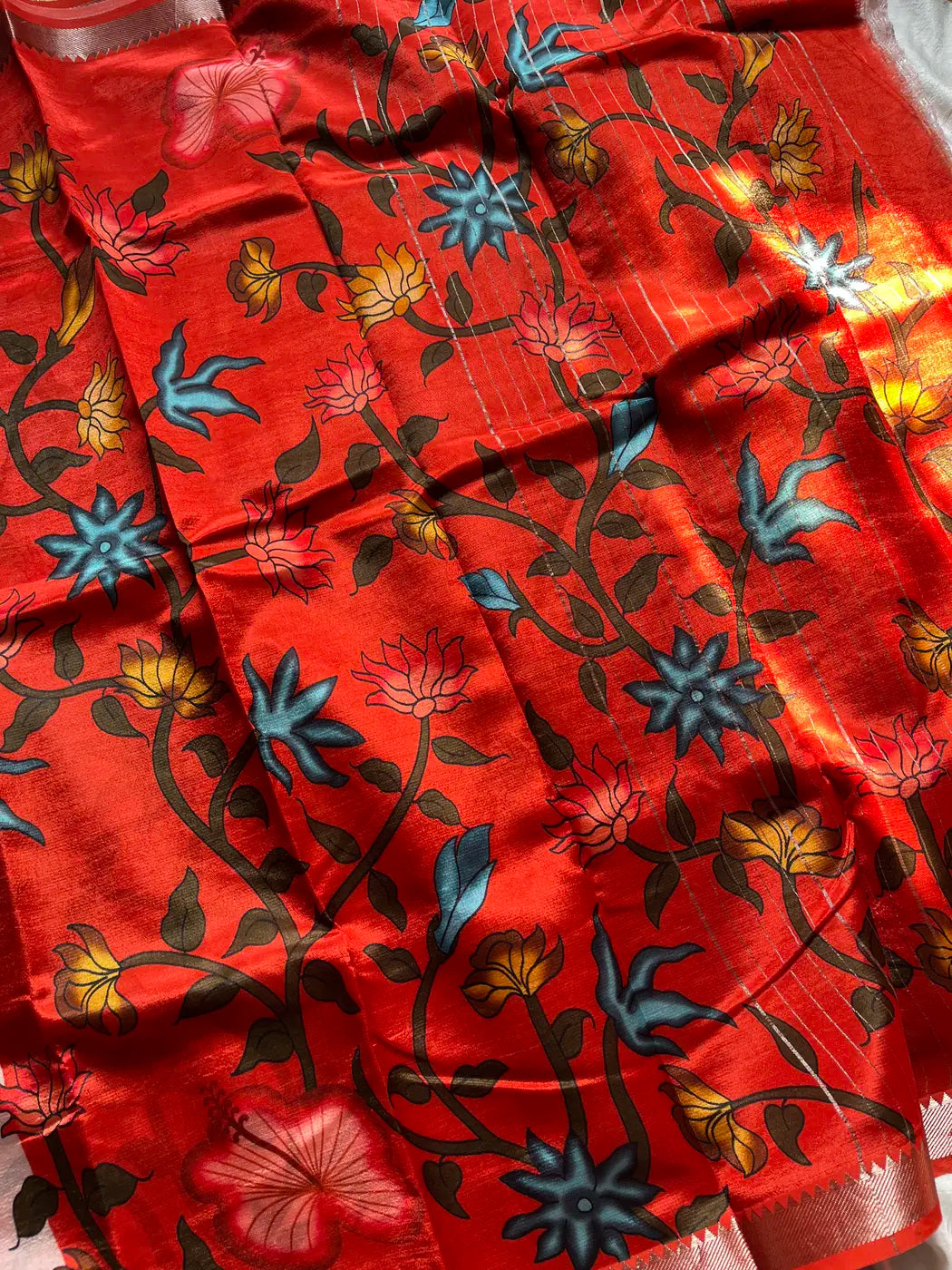 Mangalagiri Silkcotton Saree - Floral Vintage Blush
