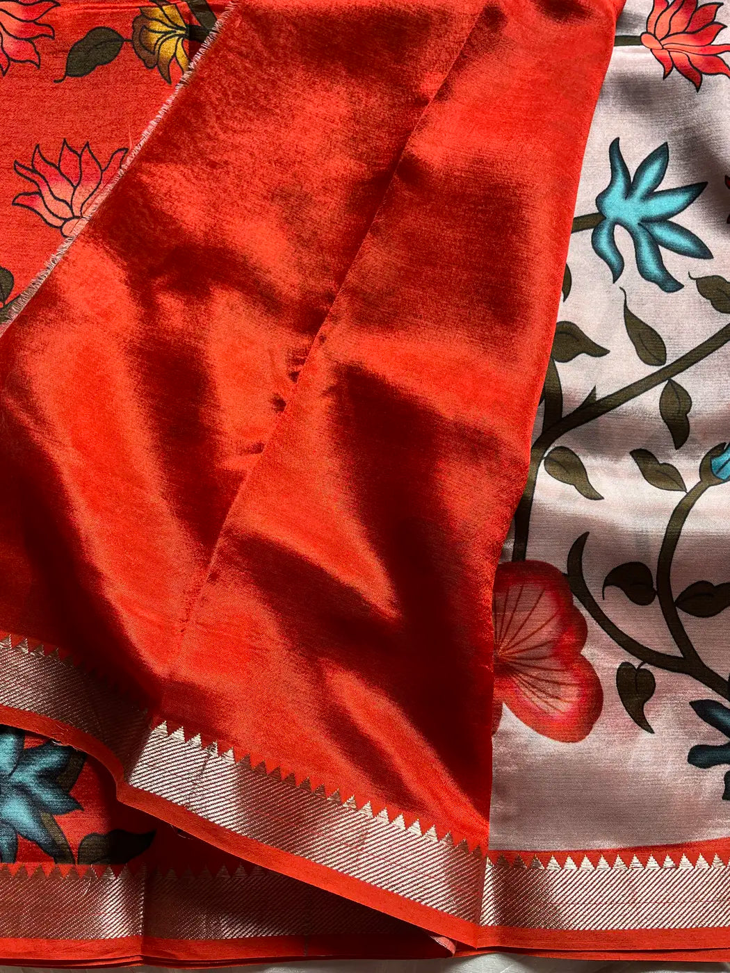 Mangalagiri Silkcotton Saree - Floral Vintage Blush