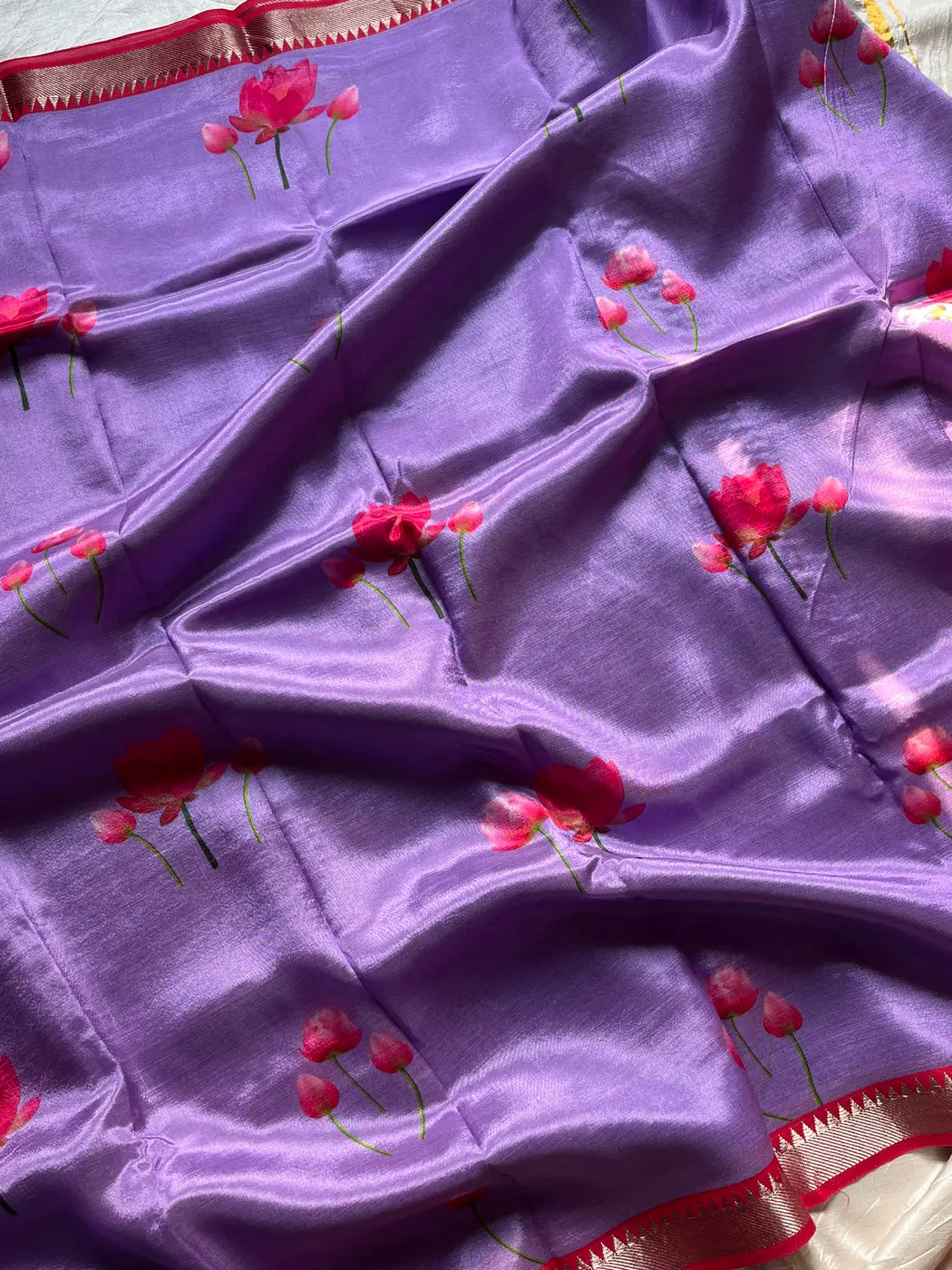 Mangalagiri Silkcotton Saree - Orchid Lilac