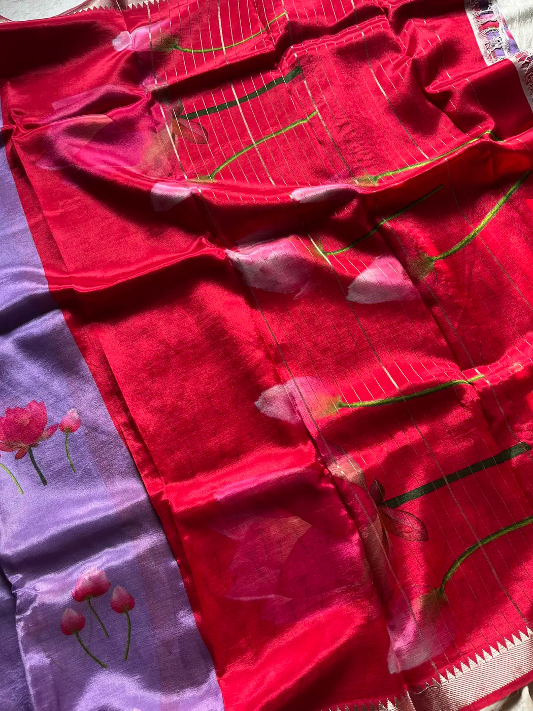 Mangalagiri Silkcotton Saree - Orchid Lilac