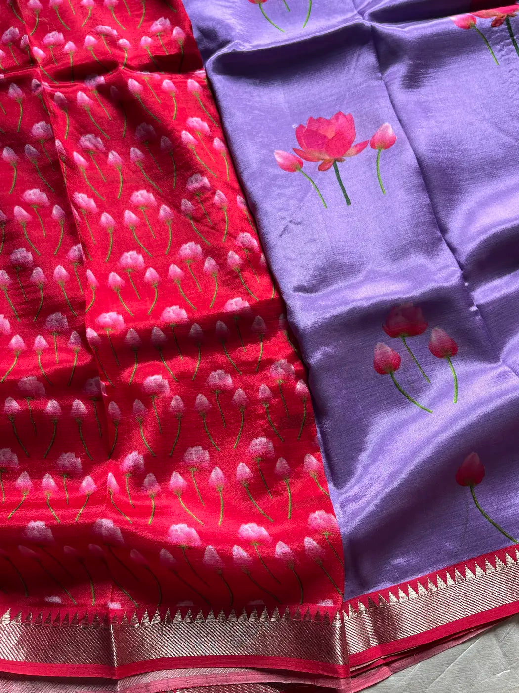Mangalagiri Silkcotton Saree - Orchid Lilac
