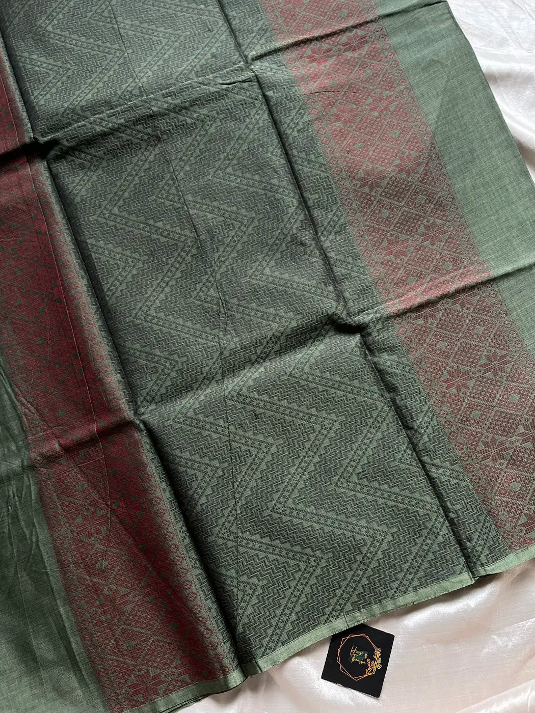 Minimal Edit – Olive Grey 120 Counts Mercerised Kanchi Cotton Saree