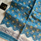 Neelaa – Blue Floral Block Printed Mulmul Cotton Saree | House of Thansha