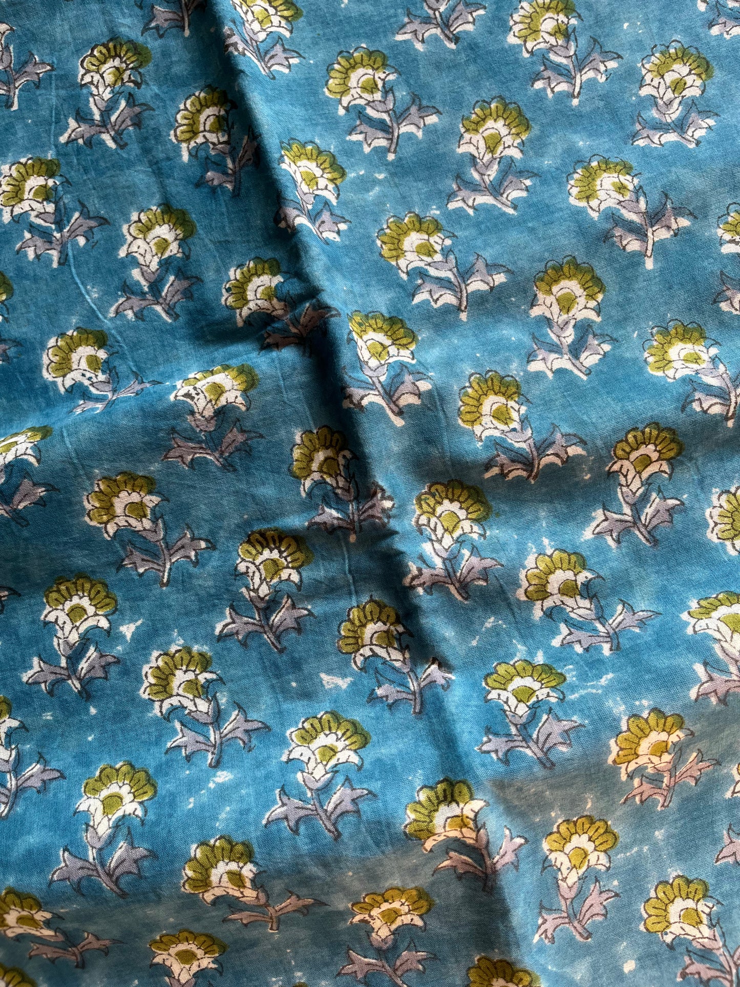 Neelaa – Blue Floral Block Printed Mulmul Cotton Saree | House of Thansha