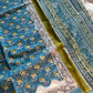Neelaa – Blue Floral Block Printed Mulmul Cotton Saree | House of Thansha