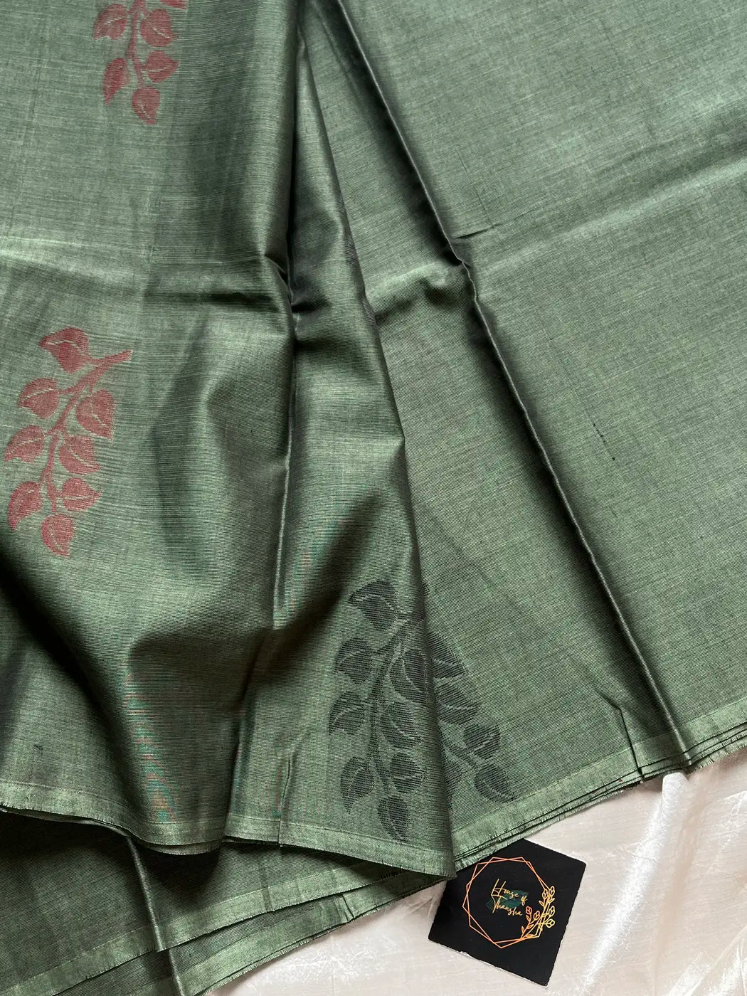 Minimal Edit – Olive Grey 120 Counts Mercerised Kanchi Cotton Saree