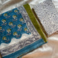 Neelaa – Blue Floral Block Printed Mulmul Cotton Saree | House of Thansha