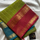 Royal Drapes – Green Zari Checks Kanchi Cotton Saree