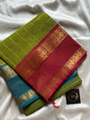 Royal Drapes – Green Zari Checks Kanchi Cotton Saree