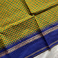 Maragatham – Green-yellow Korvai Kattam cotton saree with blue border | House of Thansha