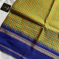 Maragatham – Green-yellow Korvai Kattam cotton saree with blue border | House of Thansha