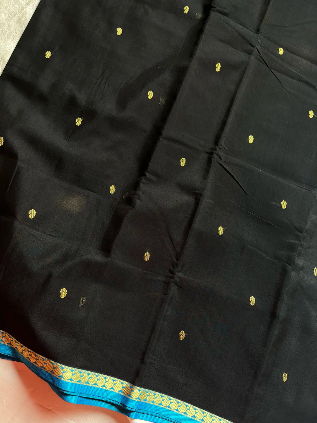 Vegan Silk Saree – Black & blue | Handloom