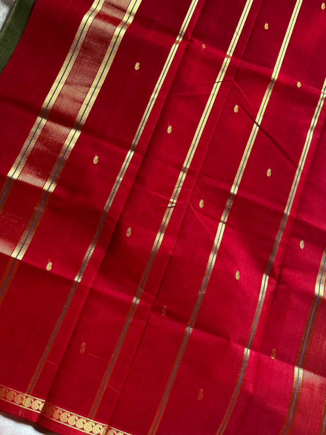 Vegan Silk Saree – Olive green | Handloom