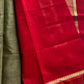 Vegan Silk Saree – Olive green | Handloom
