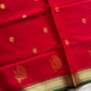 Vegan Silk Saree – Red & Green | Handloom Art Silk