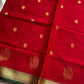 Vegan Silk Saree – Red & Green | Handloom Art Silk