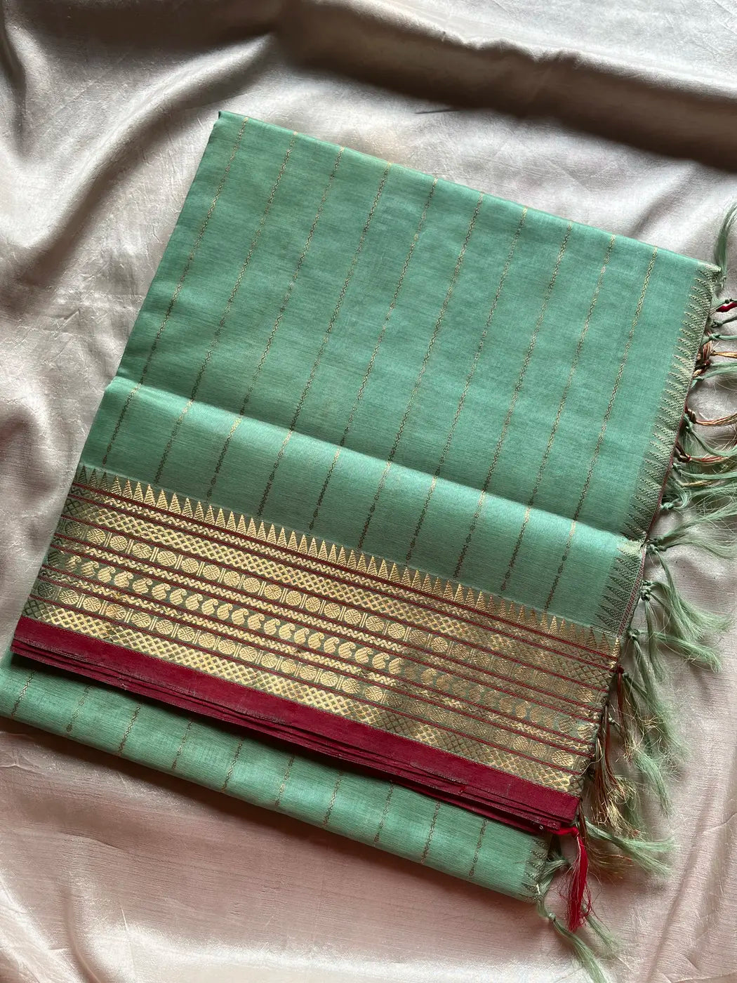 Kanchi SilkCotton Saree - Pastel Teal