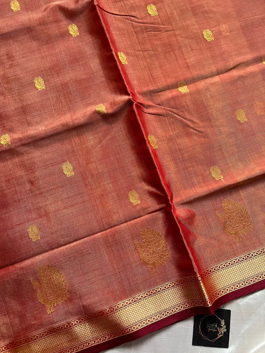Vegan Silk Saree – Muted Brick Red | Handloom Art Silk