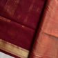 Vegan Silk Saree – Muted Brick Red | Handloom Art Silk