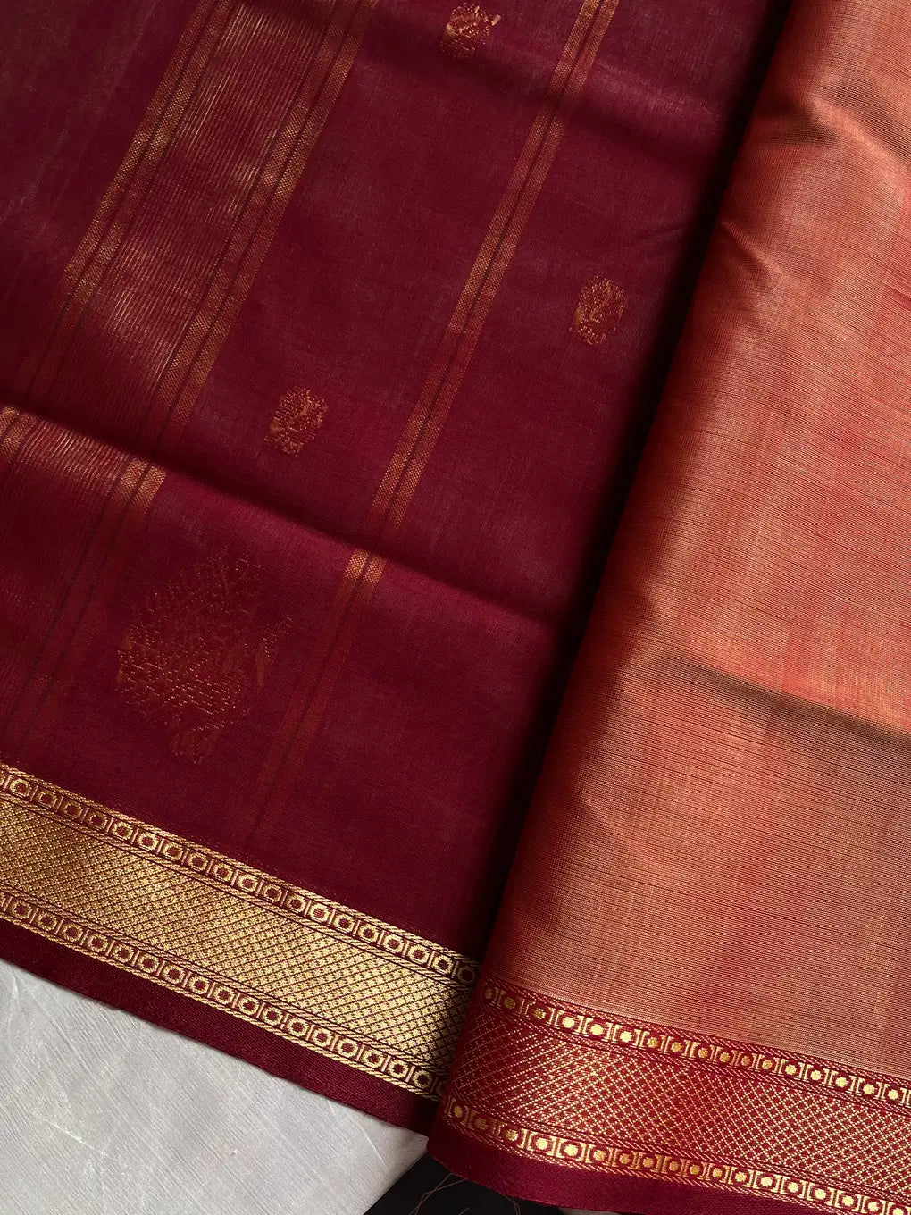 Vegan Silk Saree – Muted Brick Red | Handloom Art Silk