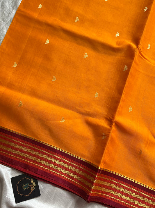 Vegan Silk Saree – Yellow | Handloom Art Silk