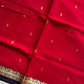 Vegan Silk Saree – Red & Blue Handloom Art Silk