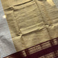 Korvai Kattam 120 count's mercerised Chettinadu Cotton Saree - White with Maroon