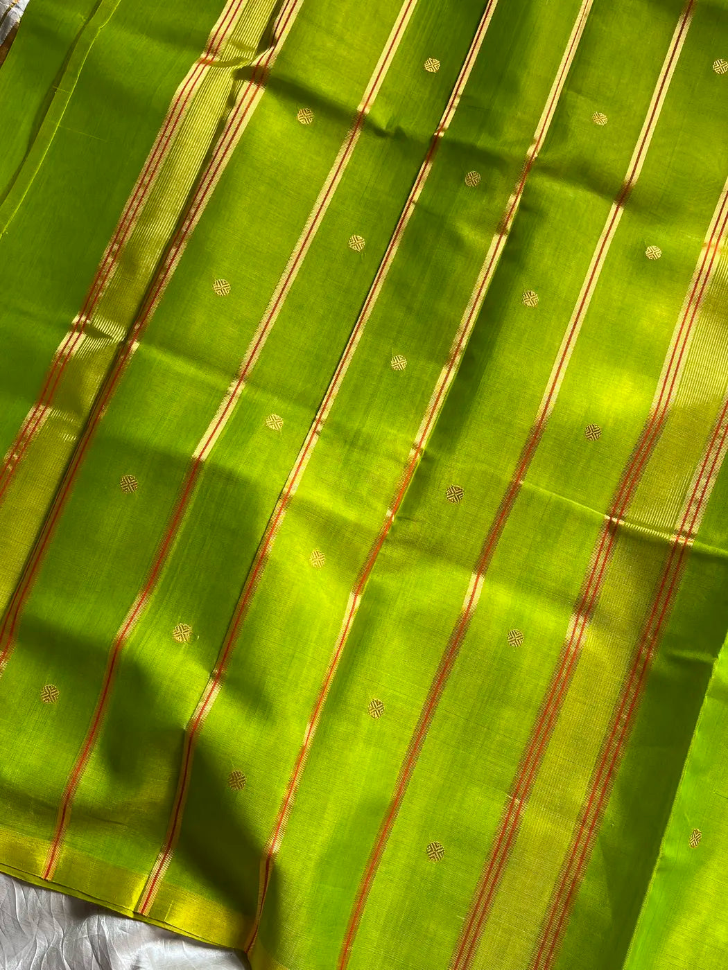 Vegan Silk Saree – Parrot Green | Handloom