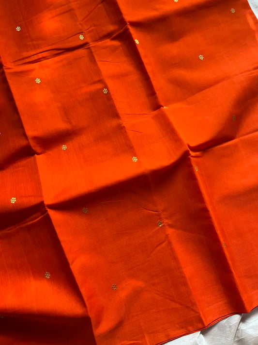Vegan Silk Saree – Orange | Handloom