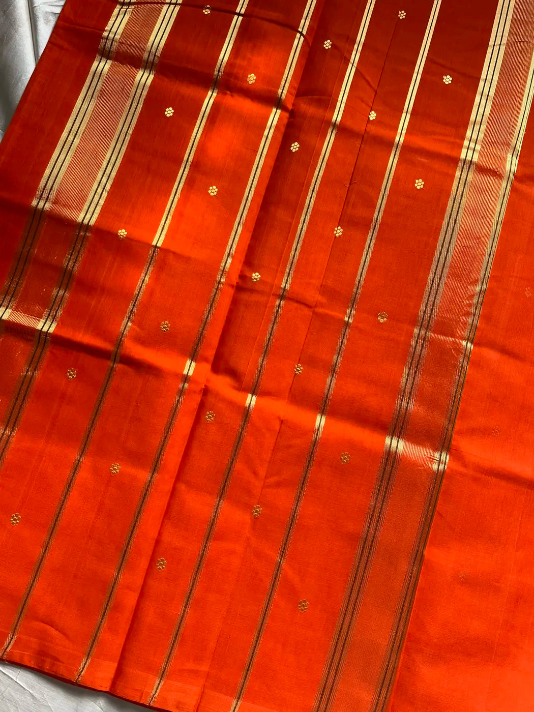 Vegan Silk Saree – Orange | Handloom