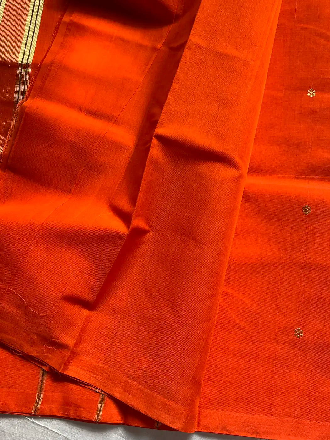 Vegan Silk Saree – Orange | Handloom