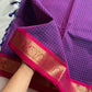 Throne Edit – Purple Checks Kanchi Cotton Saree (120-Count Mercerised)