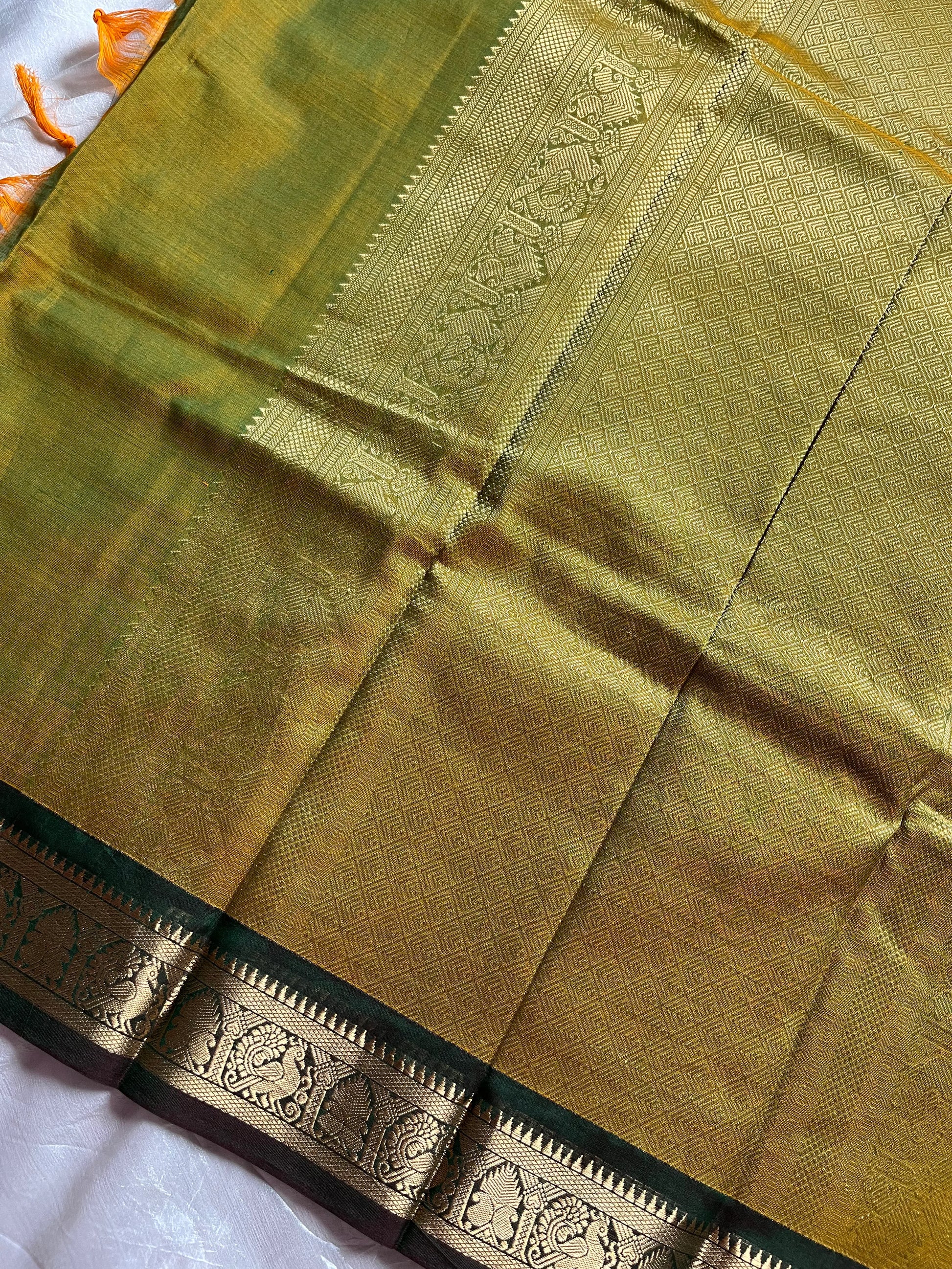 Throne Edit Green Checks 120-Count mercerised Kanchi Cotton Saree by House of Thansha