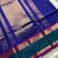 Ink blue 120 count Kanchi cotton saree with big zari border – House of Thansha