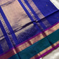 Ink blue 120 count Kanchi cotton saree with big zari border – House of Thansha