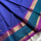 Ink blue 120 count Kanchi cotton saree with big zari border – House of Thansha