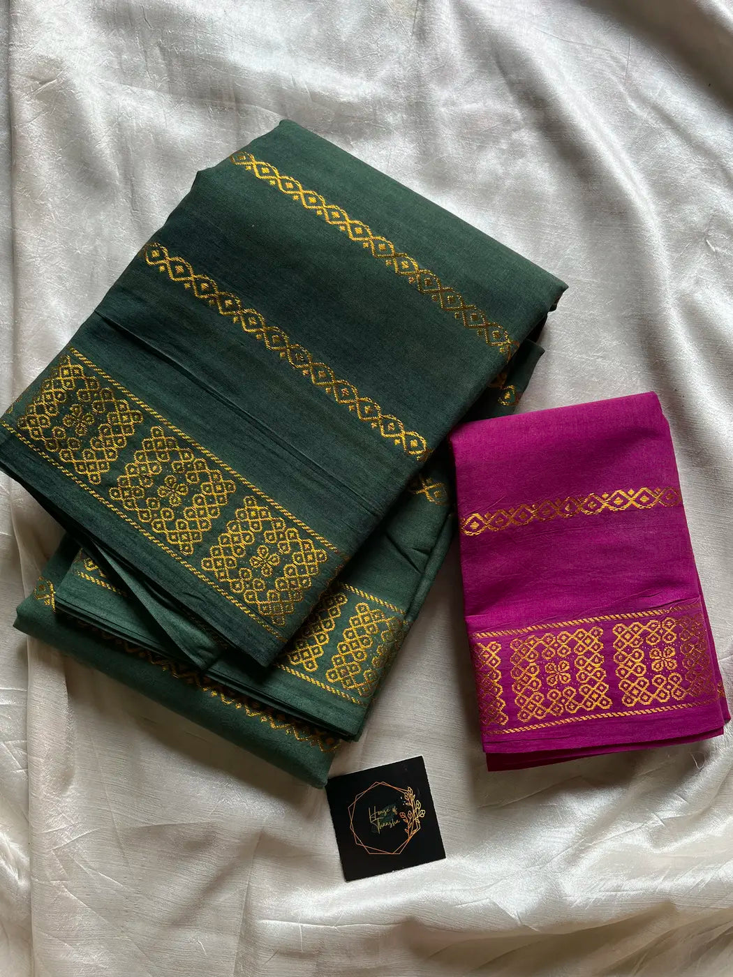 Madurai Sungudi Cotton - Dark green