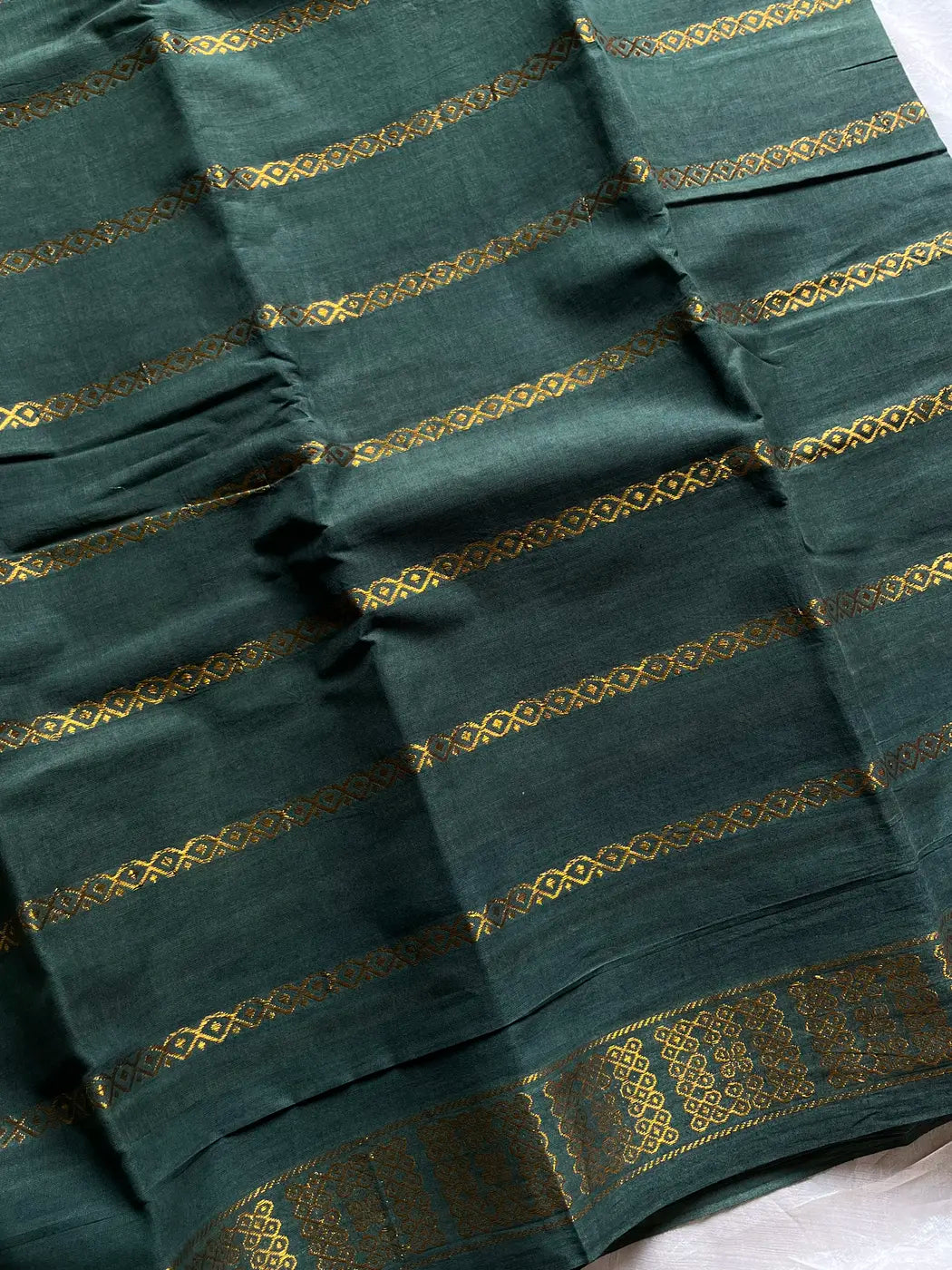 Madurai Sungudi Cotton - Dark green