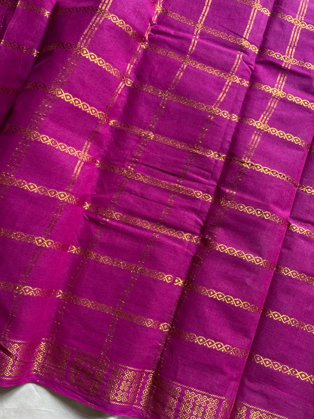 Madurai Sungudi Cotton - Magenta Pink