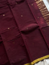 Heirloom Kanchi - Dark Coffee Brown Kanchi Cotton Saree