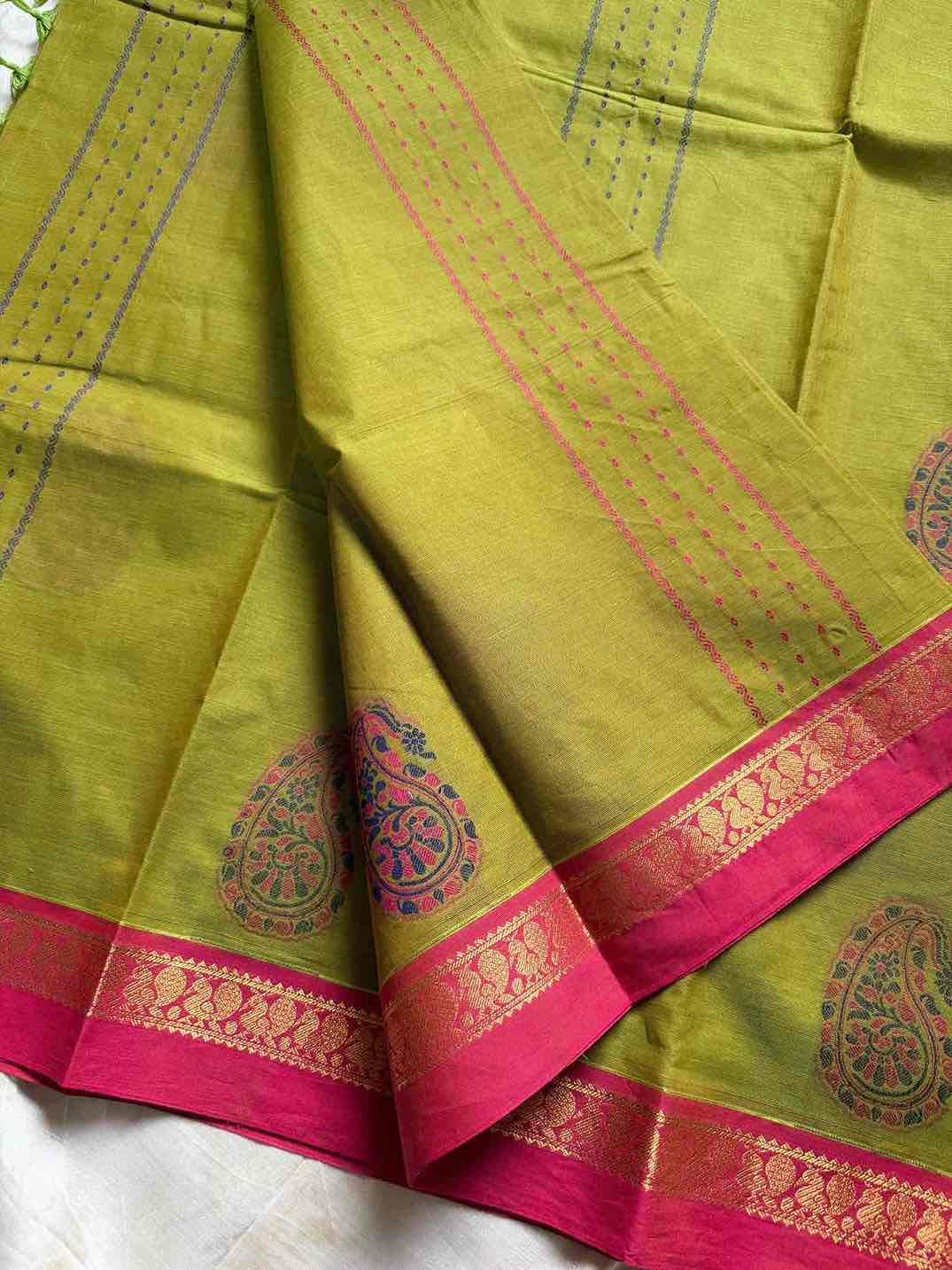 Zari & Thread Edit | Kanchi Cotton saree– Green