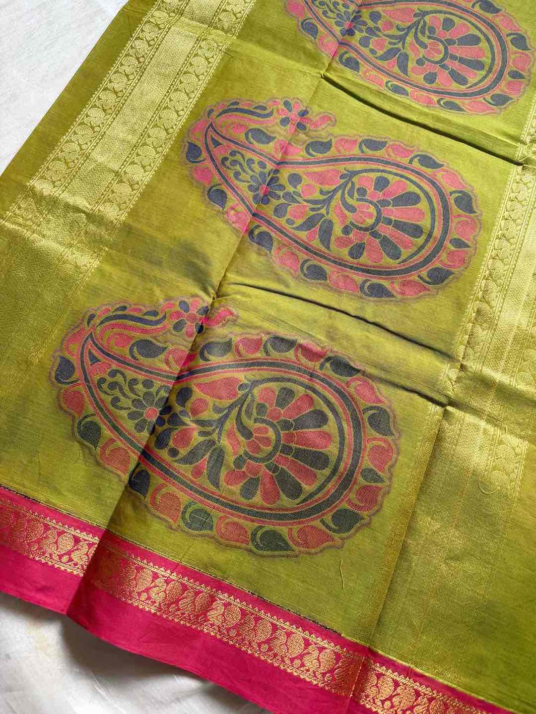 Zari & Thread Edit | Kanchi Cotton saree– Green