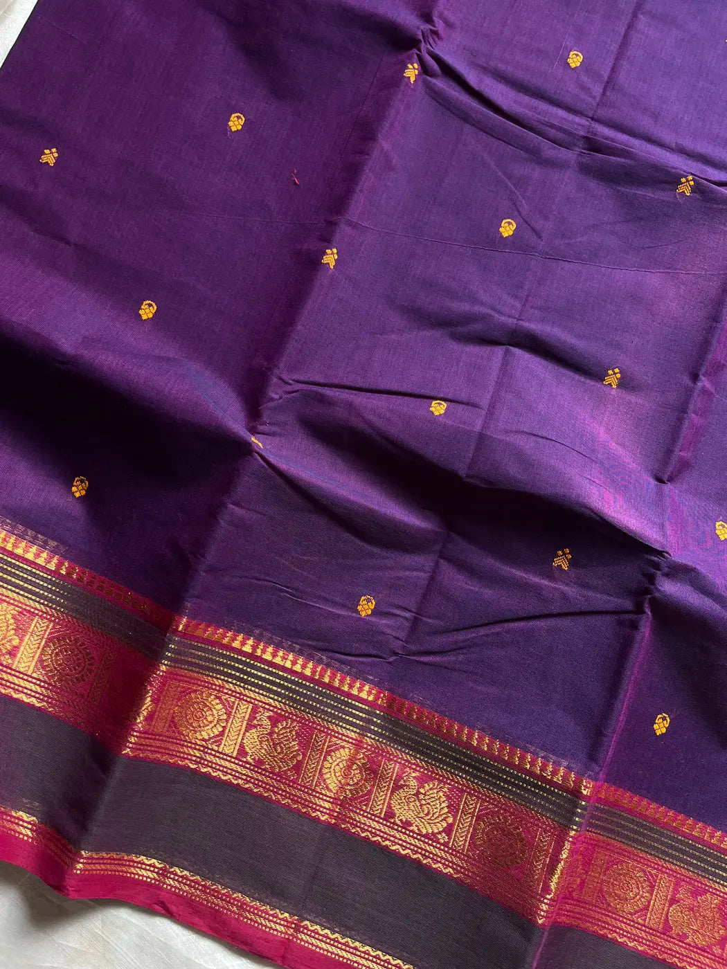 Vintage Looms | Purple Chettinadu Cotton Saree