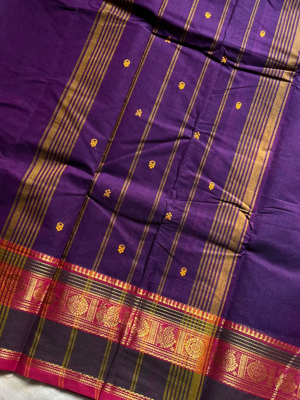 Vintage Looms | Purple Chettinadu Cotton Saree