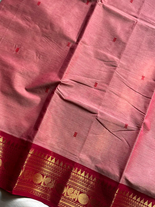 Vintage Looms | Pink Chettinadu Cotton Saree