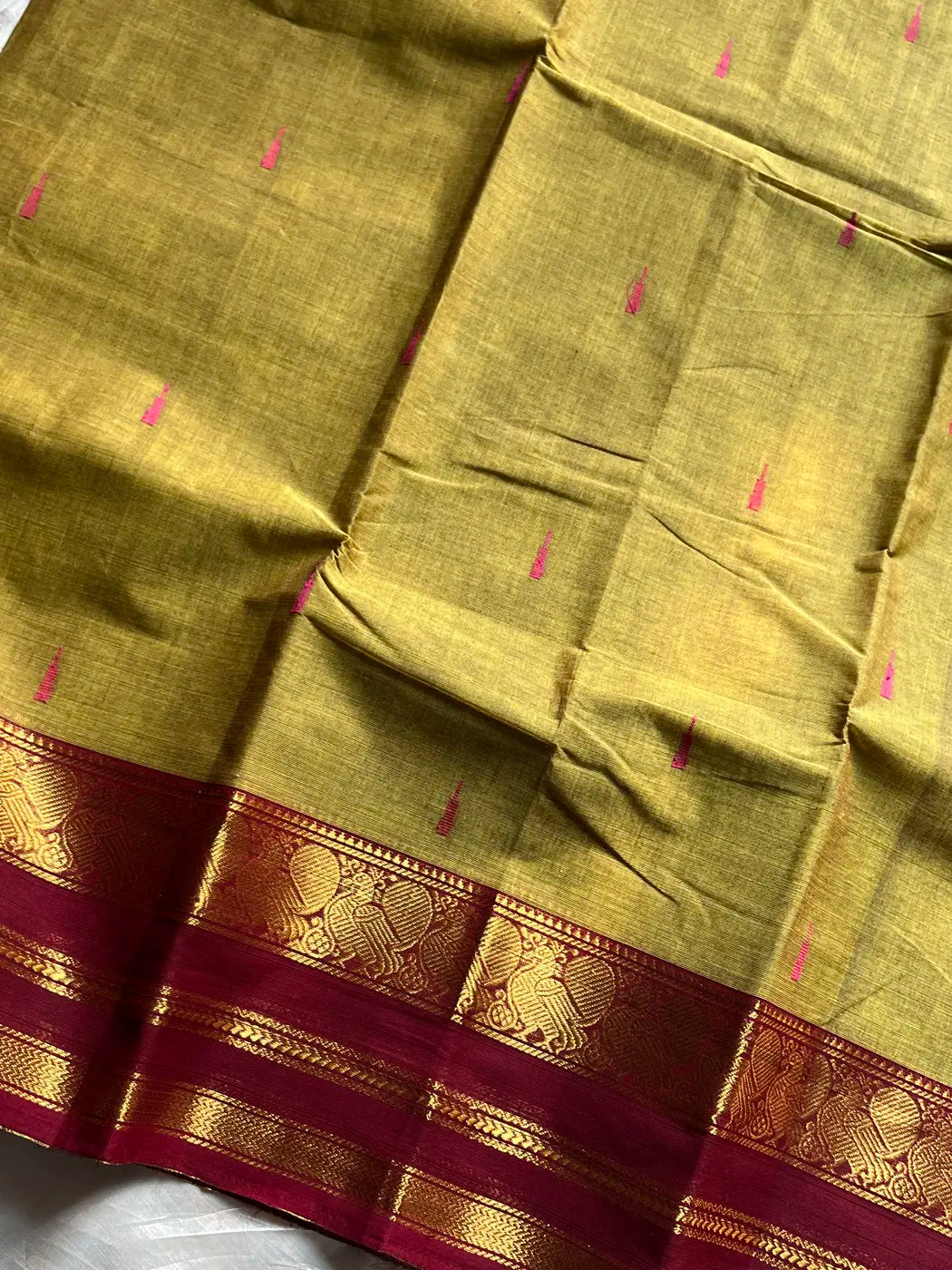 Vintage Looms | Green Chettinadu Cotton Saree