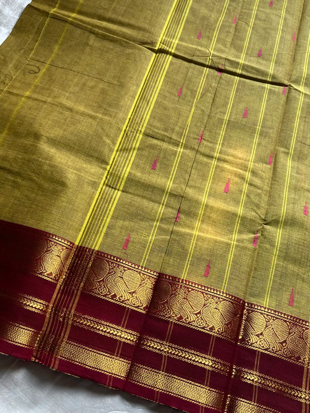 Vintage Looms | Green Chettinadu Cotton Saree
