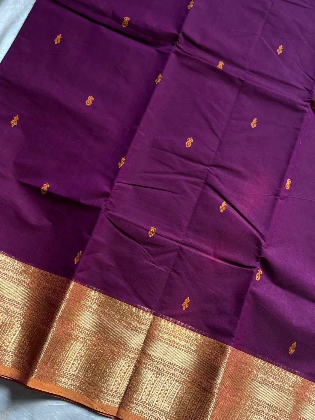Vintage Looms | Dark Magenta Chettinadu Cotton Saree