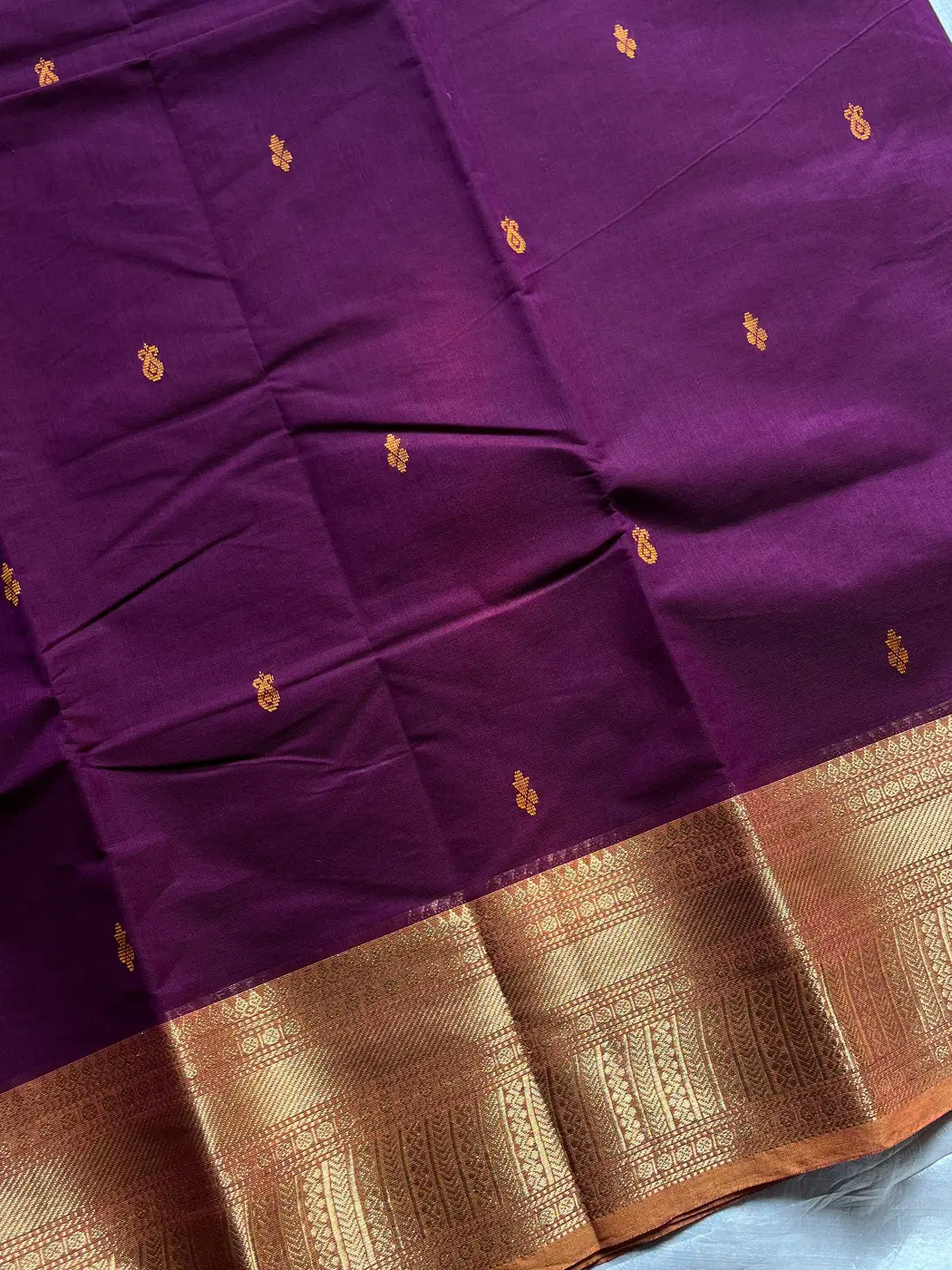 Vintage Looms | Dark Magenta Chettinadu Cotton Saree